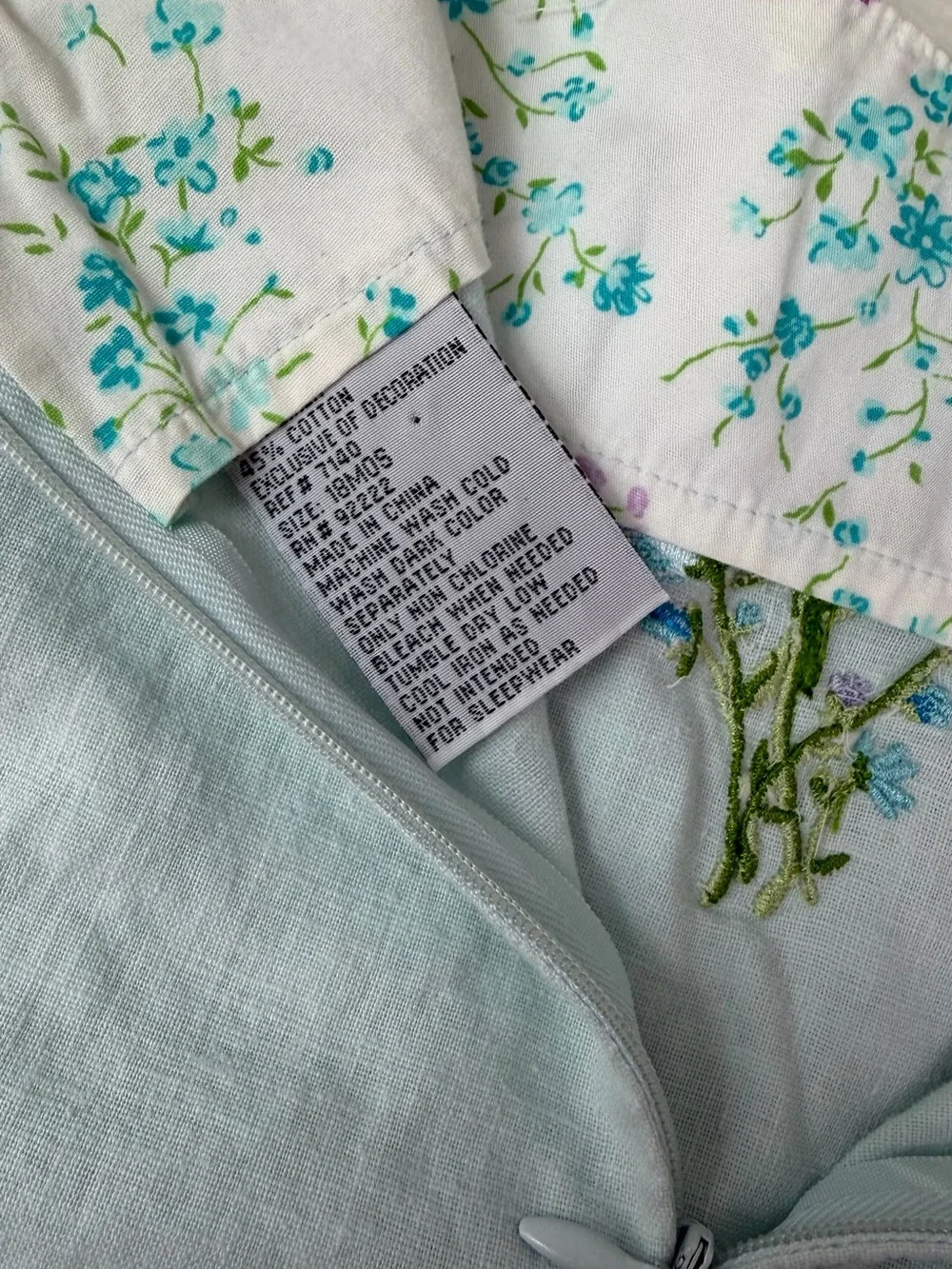 Carters Vintage Floral Embroidered Blue Girls Dress Size 18 Months